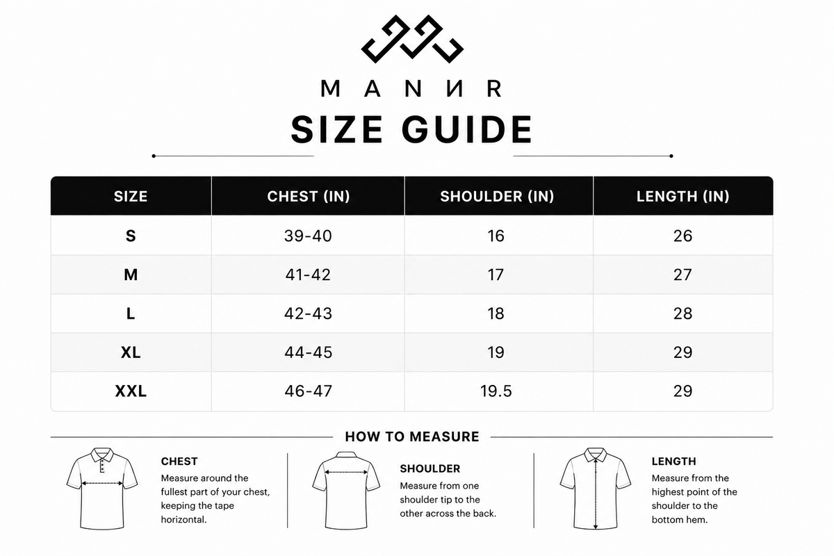 Size Chart for Stone Texture Knit