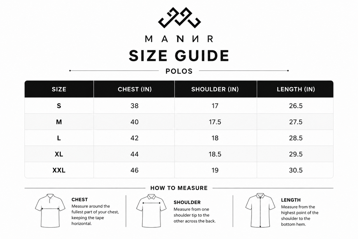 Size Chart for Urban Steel Polo